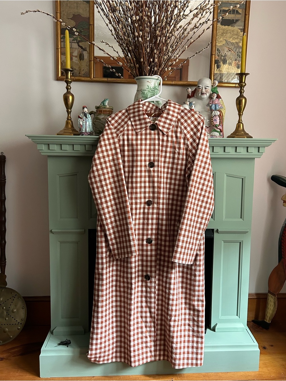 NWT HOUSE OF HARLOW 1960 Trench Coat Gingham Rustic Size Small - Picture 2 of 14